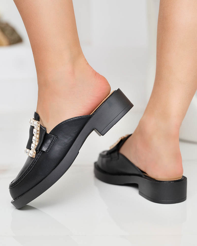 Papuci negri dama a'la loafers Delaqi - Pantofi