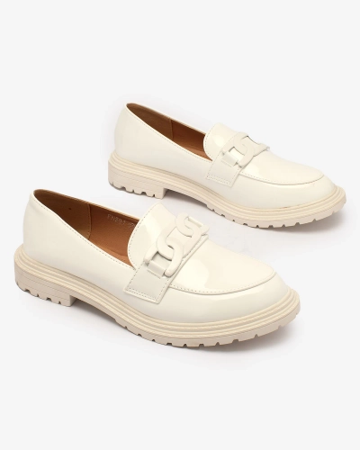 Royalfashion Mocasini lăcuiți albi pentru femei Dafench