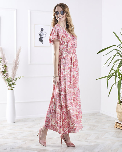 Rochie midi roz cu model pentru femei Îmbrăcăminte