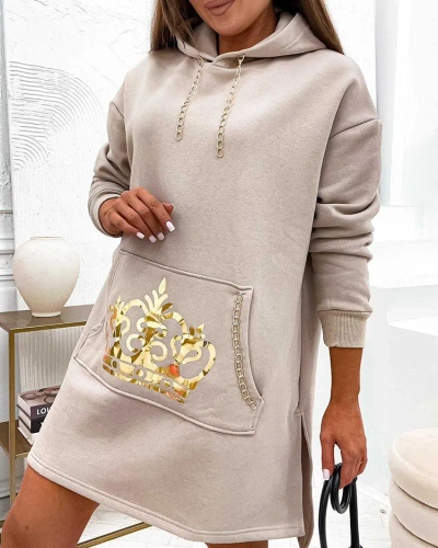 Rochie mini de bumbac pentru femei Royalfashion în stil cu glugă