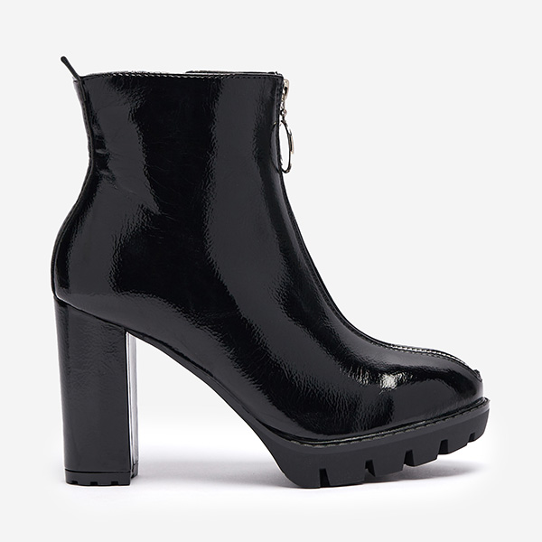 OUTLET Cizme înalte stiletto de damă negre lăcuite Fallida- Footwear