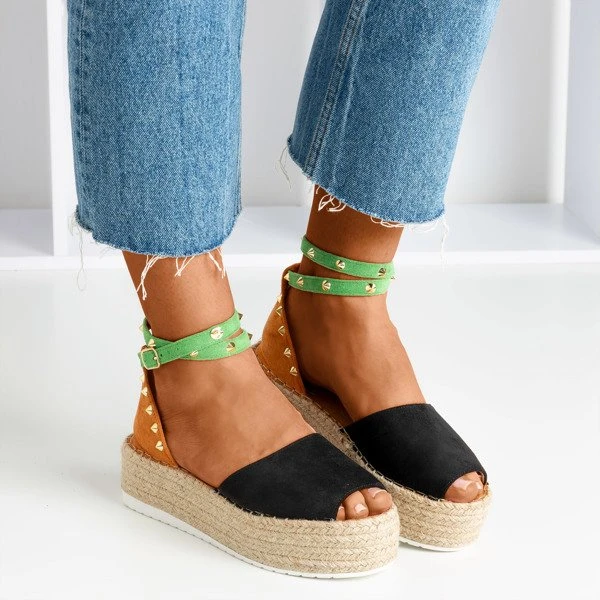OUTLET Kolorowe sandały damskie a'la espadryle Irimida- Obuwie