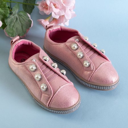 Adidași alunecați pentru copii roz cu perle Merena - Încălțăminte