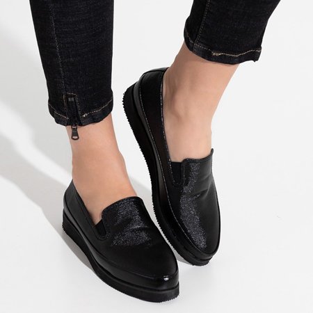 Alunecare strălucitoare pentru femei negre pe pantofi Melerda - Încălțăminte