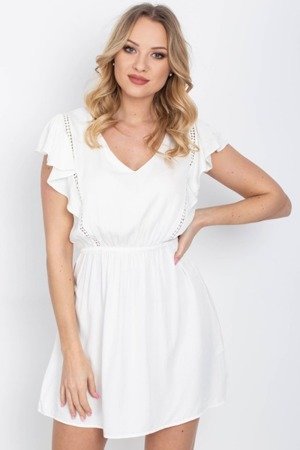 Biała sukienka na krótki rękaw - Odzież
