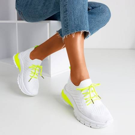 Białe buty sportowe z neonową wstawką Extrim - Obuwie