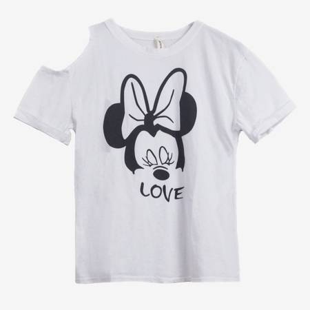 Biały t-shirt damski Myszka Minnie - Odzież