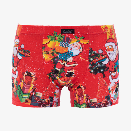 Boxer bărbați roșii cu imprimeu de Crăciun - Lenjerie intimă