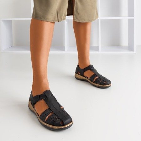 Czarne damskie sandały z wycięciami Cabin - Obuwie