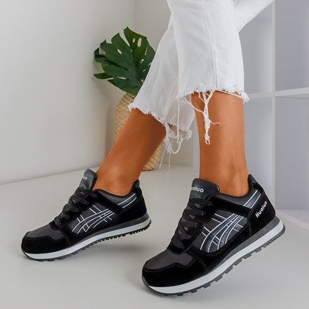 Czarno-białe sportowe damskie buty Qatie - Obuwie 