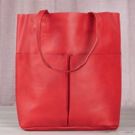 Czerwona duża torba damska na ramię - Torebki