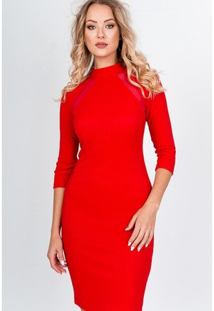 Czerwona obcisła sukienka midi - Odzież