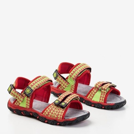 Czerwone dziecięce sandały z neonowymi wstawkami Yoci - Obuwie