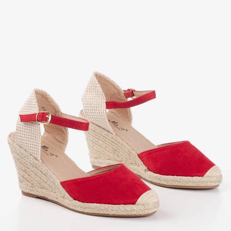 Czerwone sandały na koturnie a'la espadryle Tidem - Obuwie
