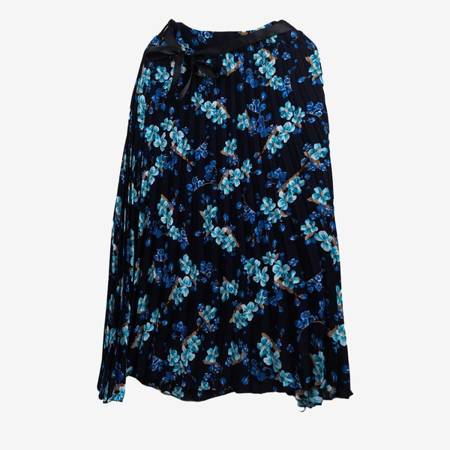 Granatowa plisowana spódnica midi w kwiaty - Odzież