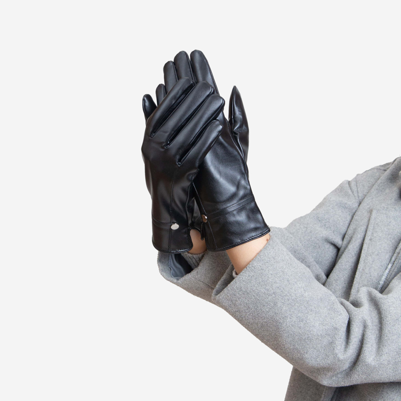 Mănuși clasice negre din piele ecologică pentru femei - Accesorii
