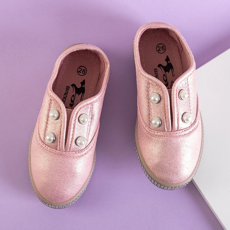 OUTLET Adidași alunecați pentru copii roz cu perle Merin - Încălțăminte