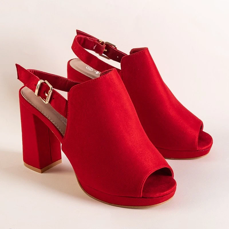 OUTLET Sandale cu toc roșu pentru femei Wefira - Încălțăminte
