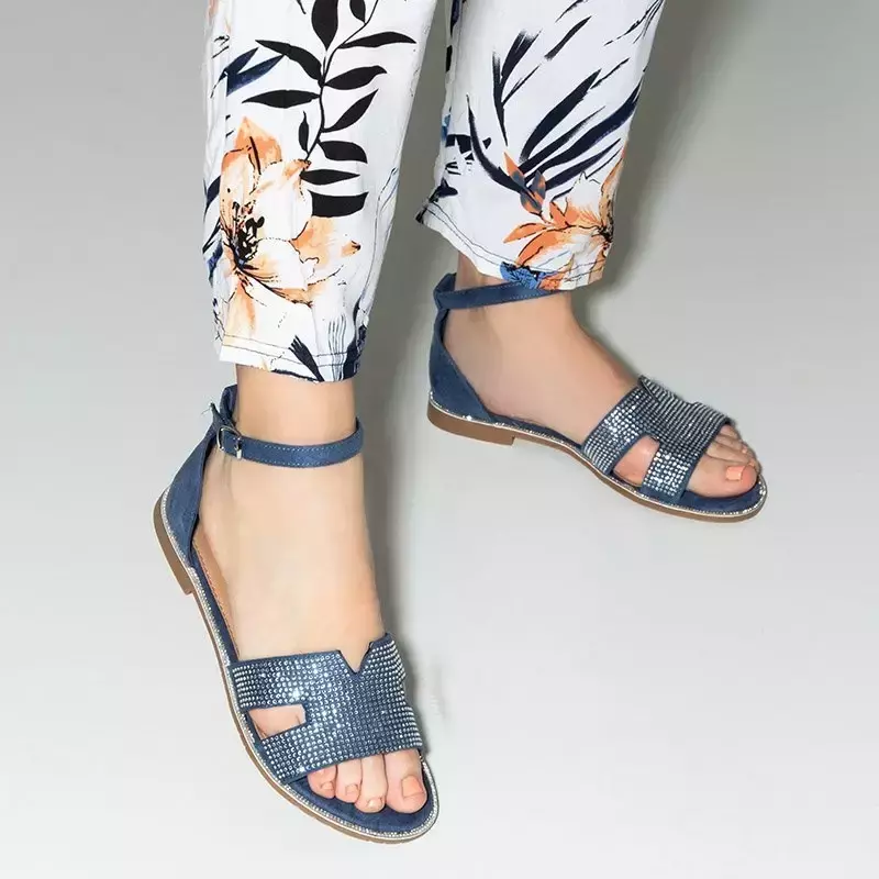OUTLET Sandale de dama albastre cu zirconii cubice Motilya - Încălțăminte
