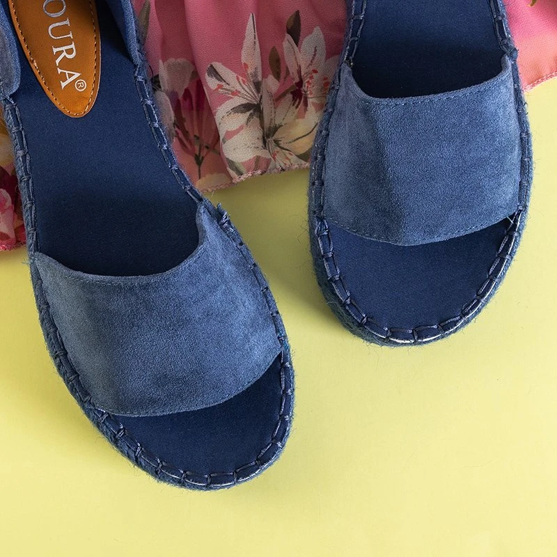 OUTLET Sandale de dama albastre pe platforma Sitra - Incaltaminte