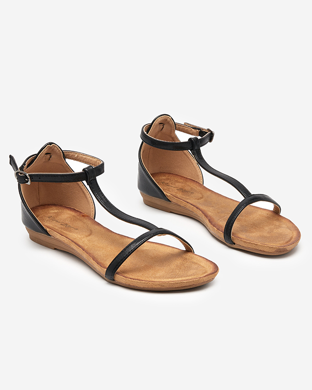 OUTLET Sandale negre de damă cu inserție din piele ecologică Selione - Încălțăminte