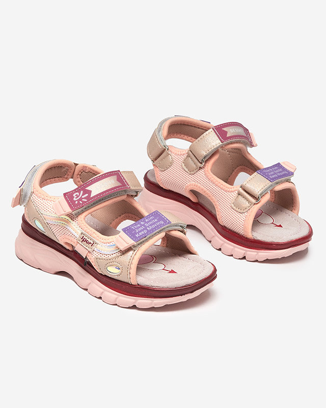 OUTLET Sandale roz copii cu inserții colorate Meniko - Pantofi