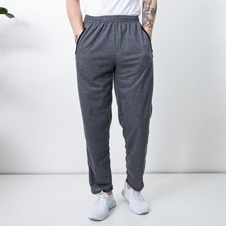 Pantaloni de trening bărbați gri cu buzunare - Îmbrăcăminte