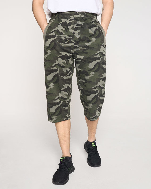 Pantaloni de trening pentru bărbați cu model camo verde închis - Îmbrăcăminte