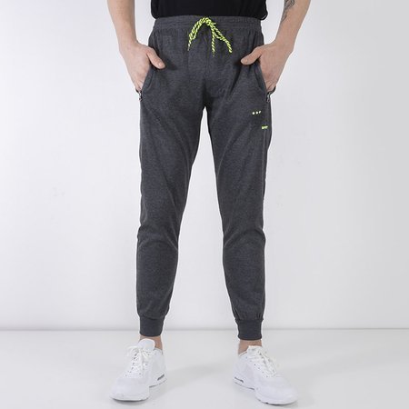Pantaloni de trening pentru bărbați din grafit cu imprimeu PLUS SIZE - Îmbrăcăminte
