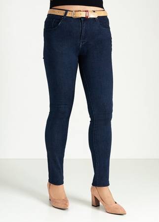 Pantaloni din denim de culoare albastru marin, cu o centură - Îmbrăcăminte