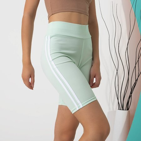 Pantaloni scurți de ciclism pentru femei, cu dungi - Mint. Îmbrăcăminte