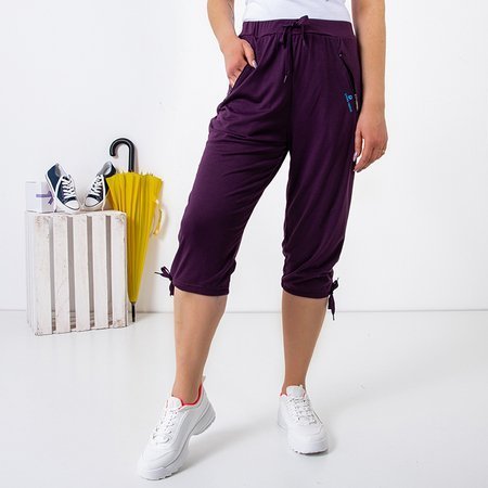 Pantaloni scurți de femei mov cu buzunare PLUS SIZE - Îmbrăcăminte