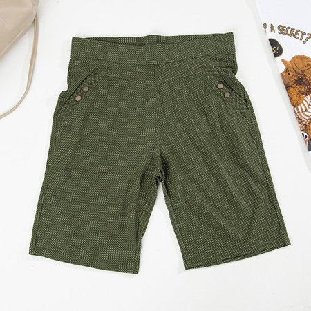 Pantaloni scurți pentru femei cu model verde închis - Îmbrăcăminte