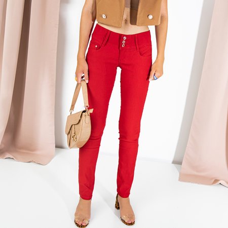 Pantaloni skinny roșii pentru femei - Îmbrăcăminte