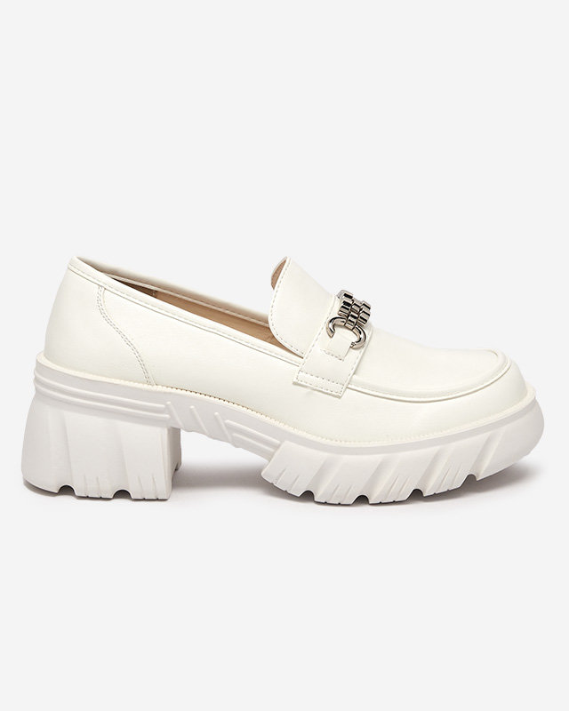 Pantofi de dama albi pe talpa masiva Erikela - Incaltaminte