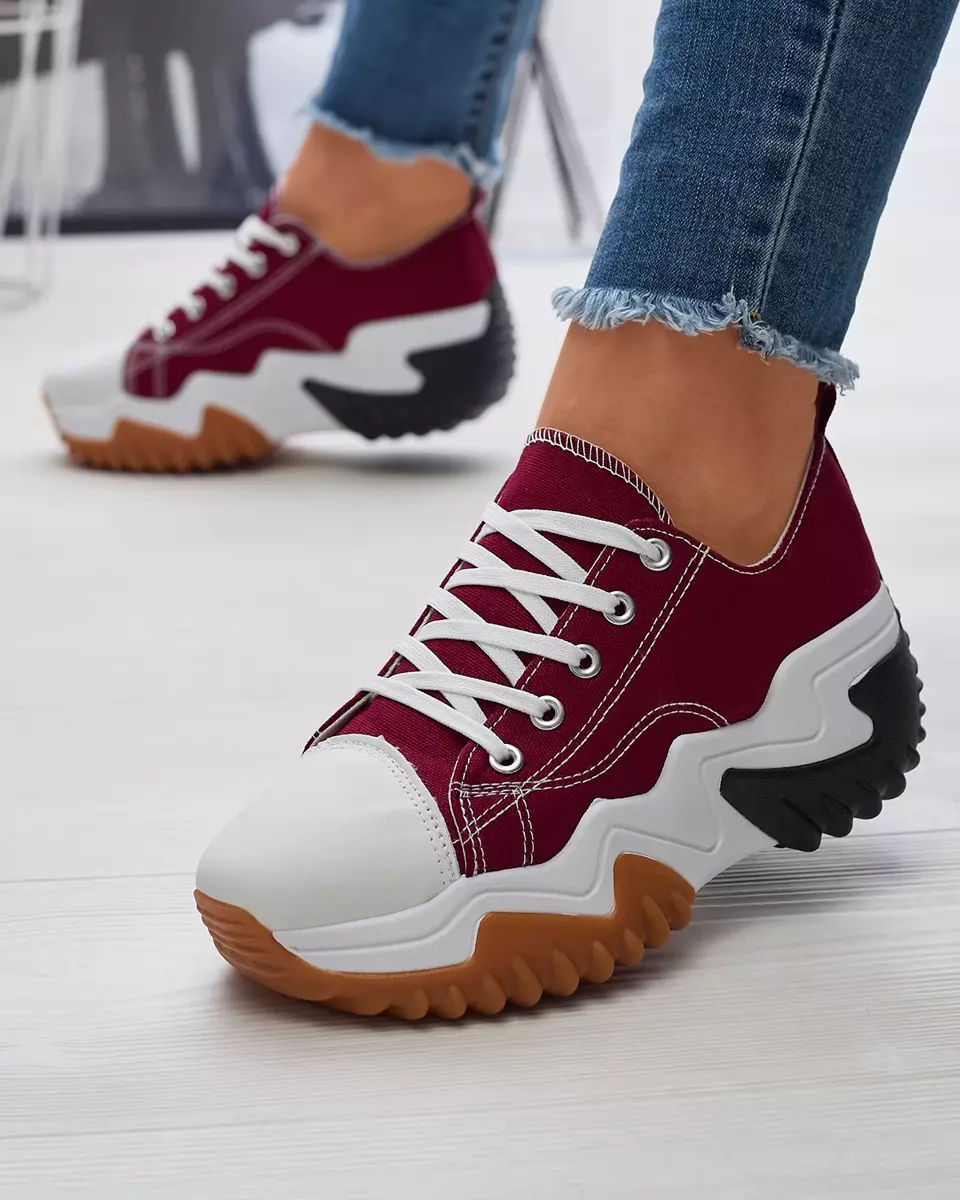 Pantofi sport cu platformă burgundy pentru femei Nacarry - Încălțăminte