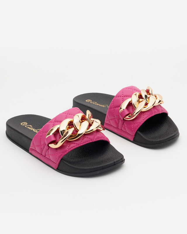 Papuci de damă roz închis cu decor Lyrynn- Footwear
