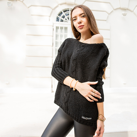 Pulover oversize negru pentru femei - Îmbrăcăminte