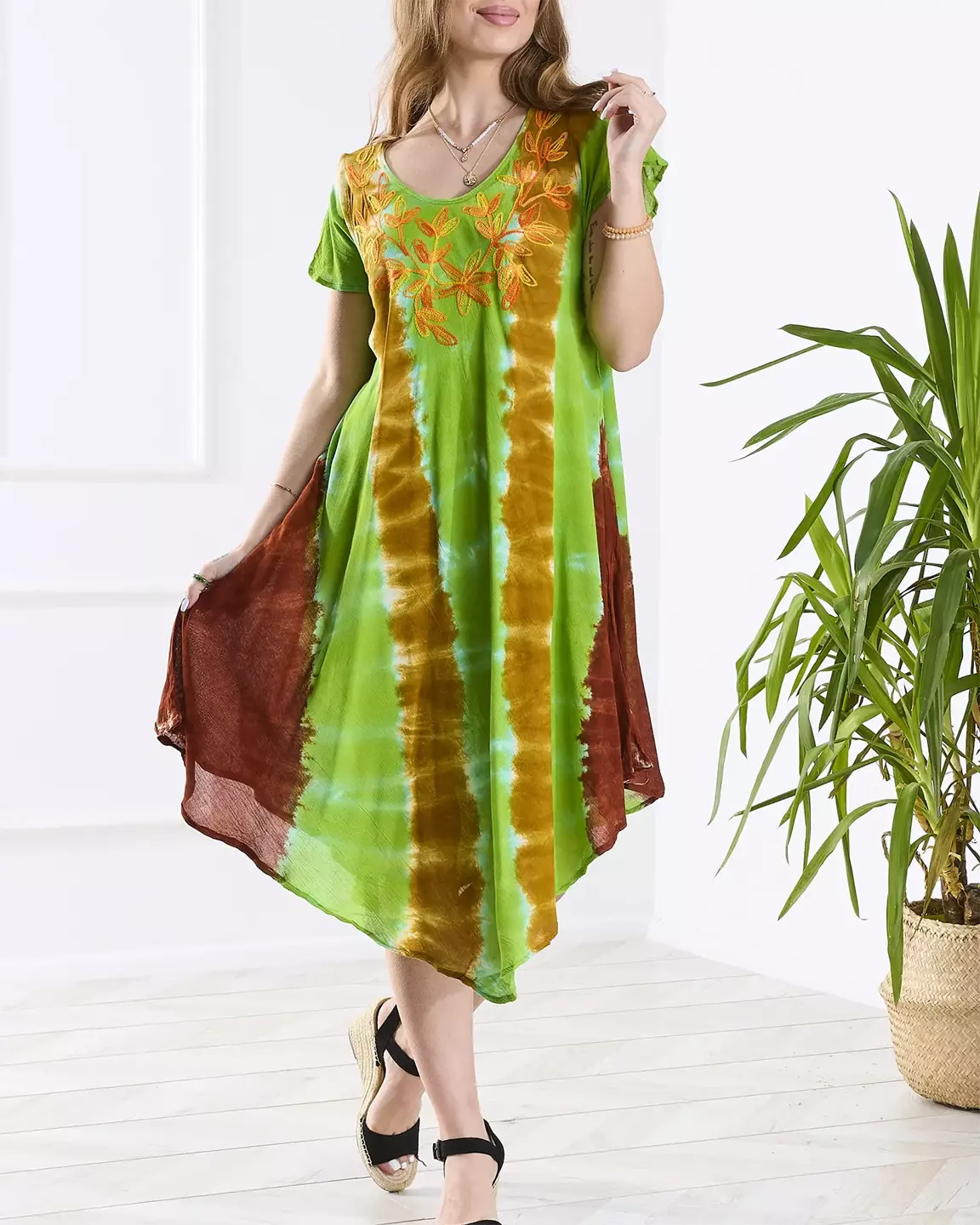 Rochie de plajă verde pentru femei narzutka- Îmbrăcăminte