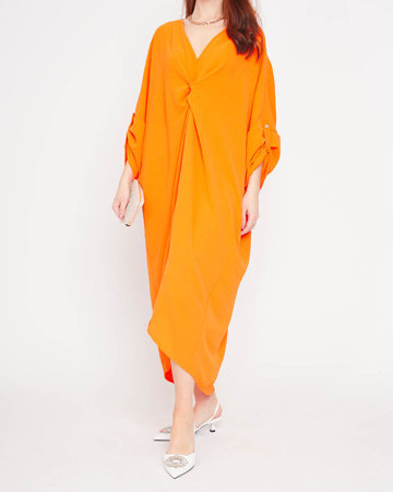 Rochie oversize dama portocalie cu volane - Imbracaminte