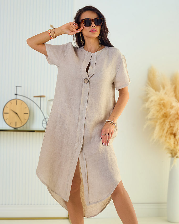 Royalfashion Rochie oversize pentru femei din in Linen