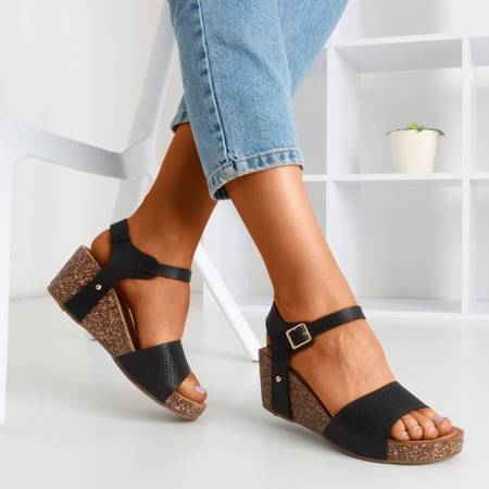 Sandale ajurate negre pentru femei Elemia - Încălțăminte