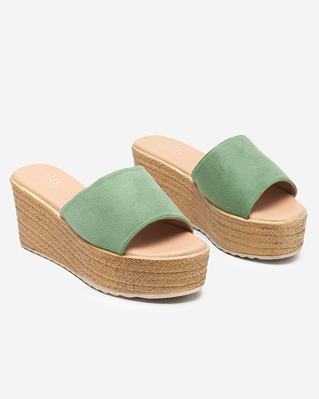 Sandale cu pană damă verzi Bralissa - Încălțăminte