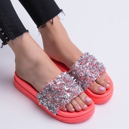 Sandale cu platformă pentru femei roz neon cu zirconiu cubic Lomine - Încălțăminte
