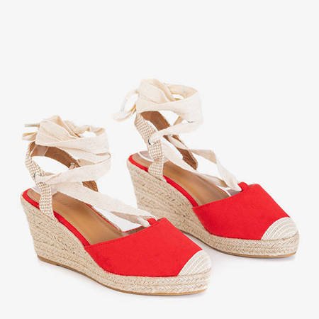 Sandale cu toc roșu pentru femei a'la espadrile Senobia - Încălțăminte