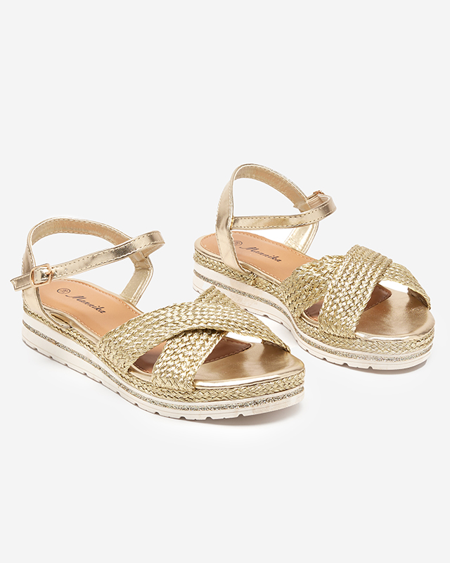 Sandale de damă aurii cu împletituri și sclipici Metifa - Încălțăminte