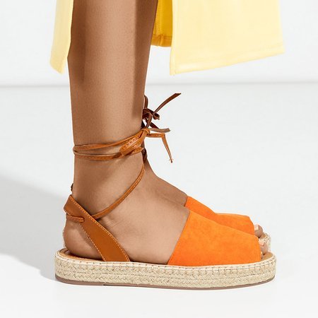 Sandale de dama cu legătură portocalie de la Alvina - pantofi