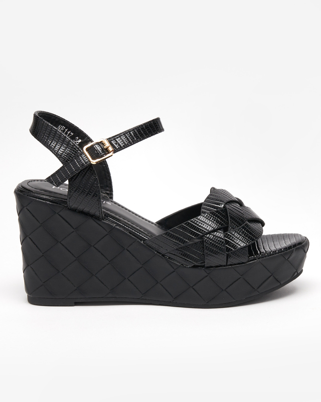 Sandale de damă negre din piele ecologică Flossy - Pantofi