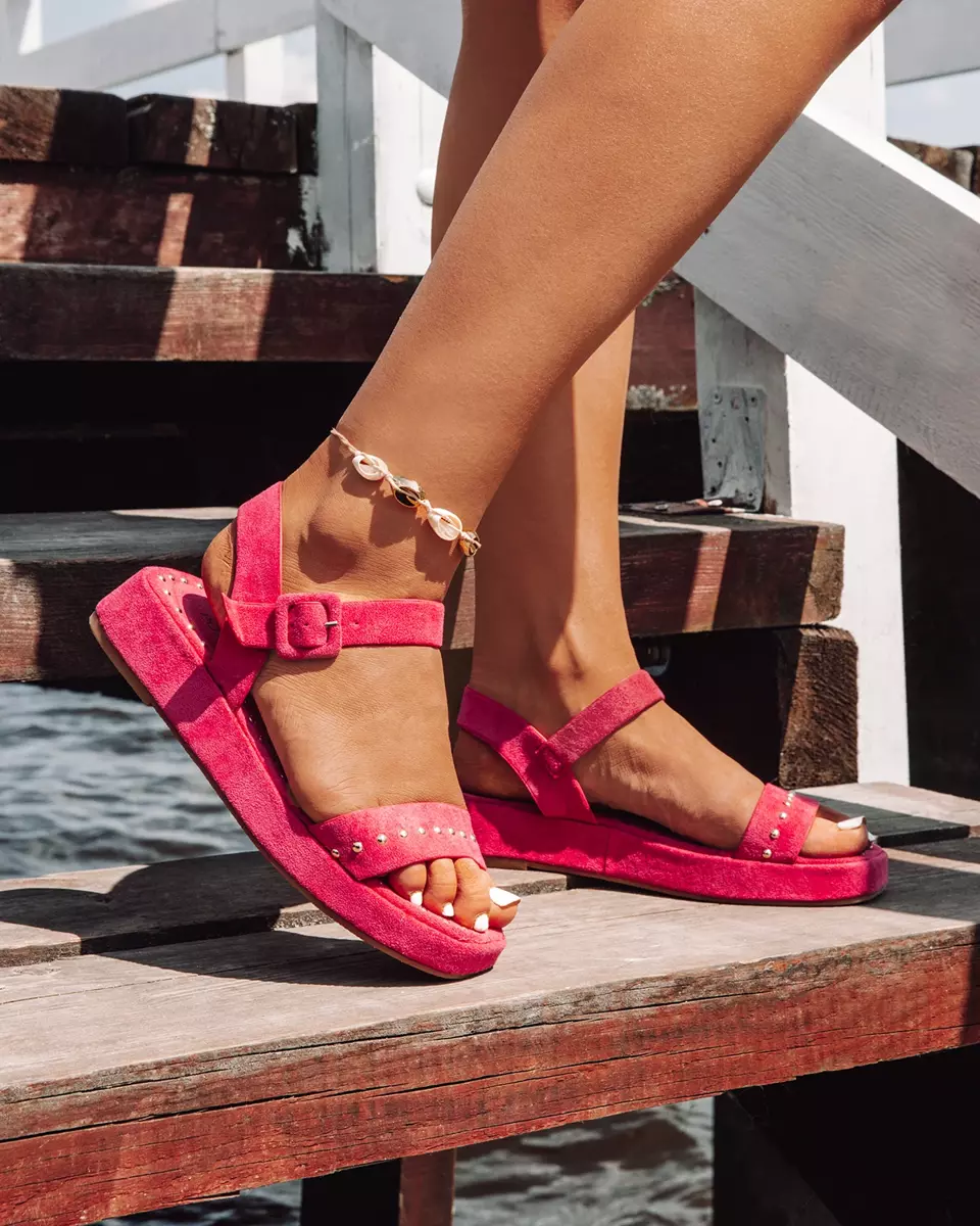 Sandale de damă roz cu pietre Franssia - Încălțăminte