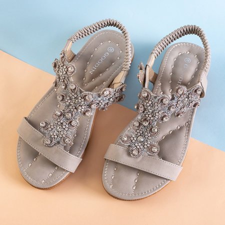 Sandale gri pentru femei cu ornamente Gudini - Încălțăminte